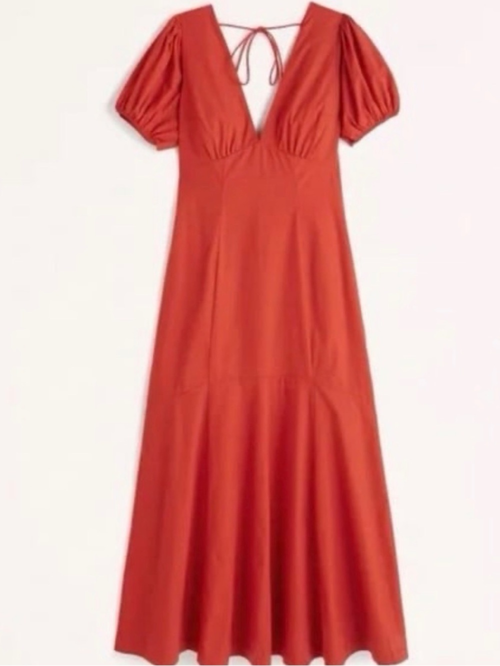 NWT Abercrombie Orange Puff Sleeve Poplin Midi Dress Wedding Fall XL